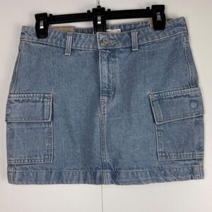 Levis 94 Cargo Mini Skirt Light Wash Denim Utility Skirt Womens 25 NWT 90s Style